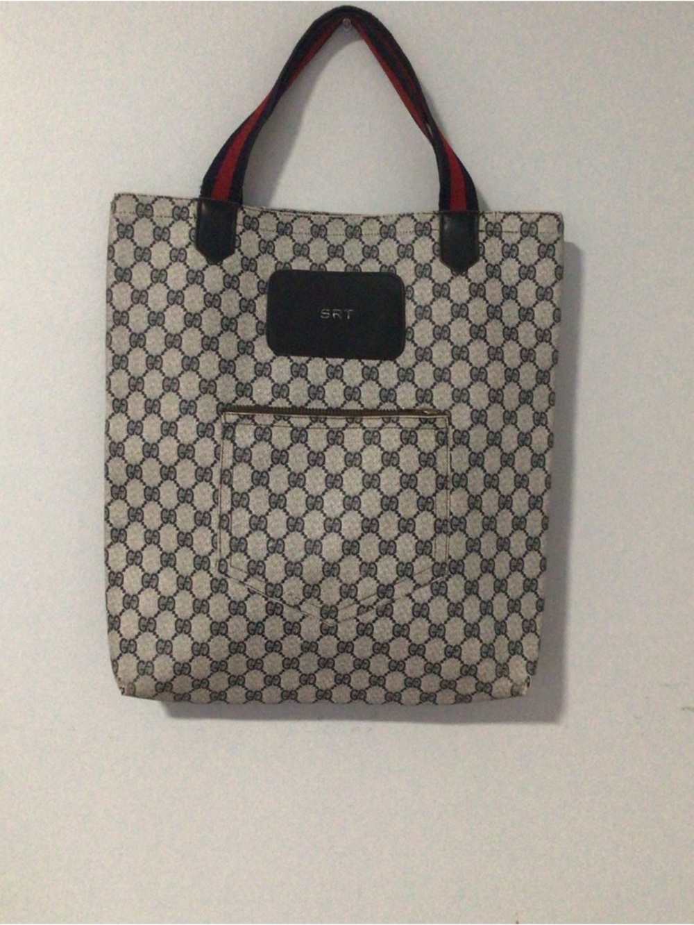 Authentic Gucci MonogramTote with Red-Black Handles